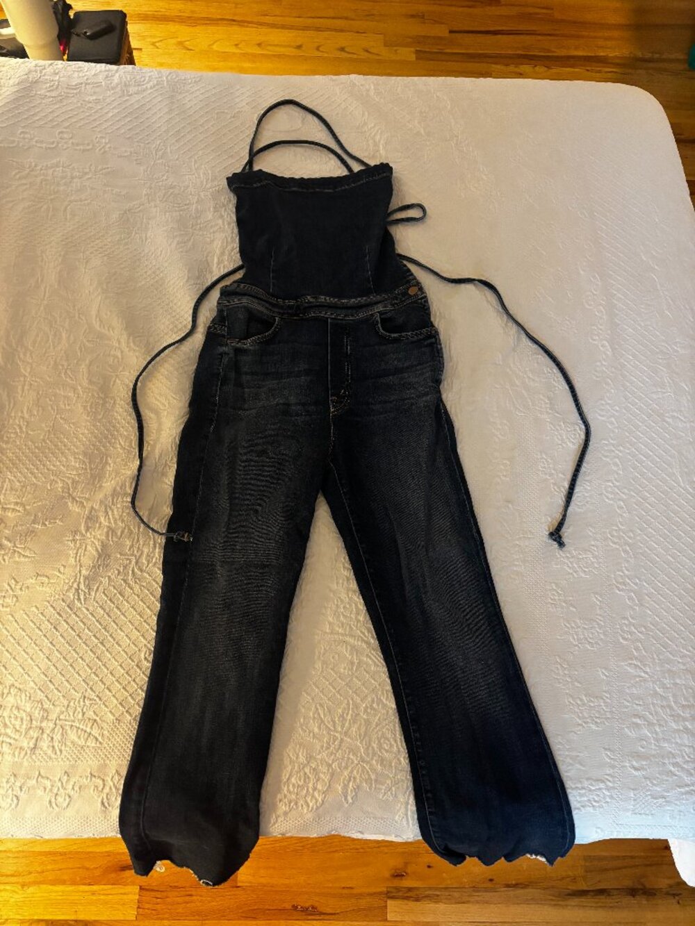 MOTHER Tie Back Denim Jumpsuit, 27